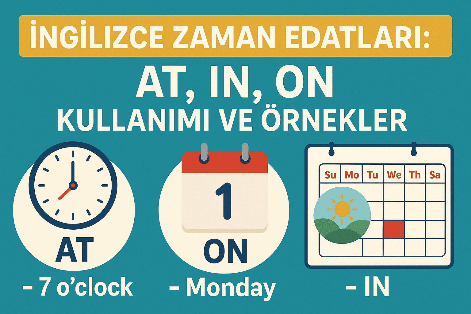 İngilizce Zaman Edatları: At, In, On Kullanımı ve Örnekler