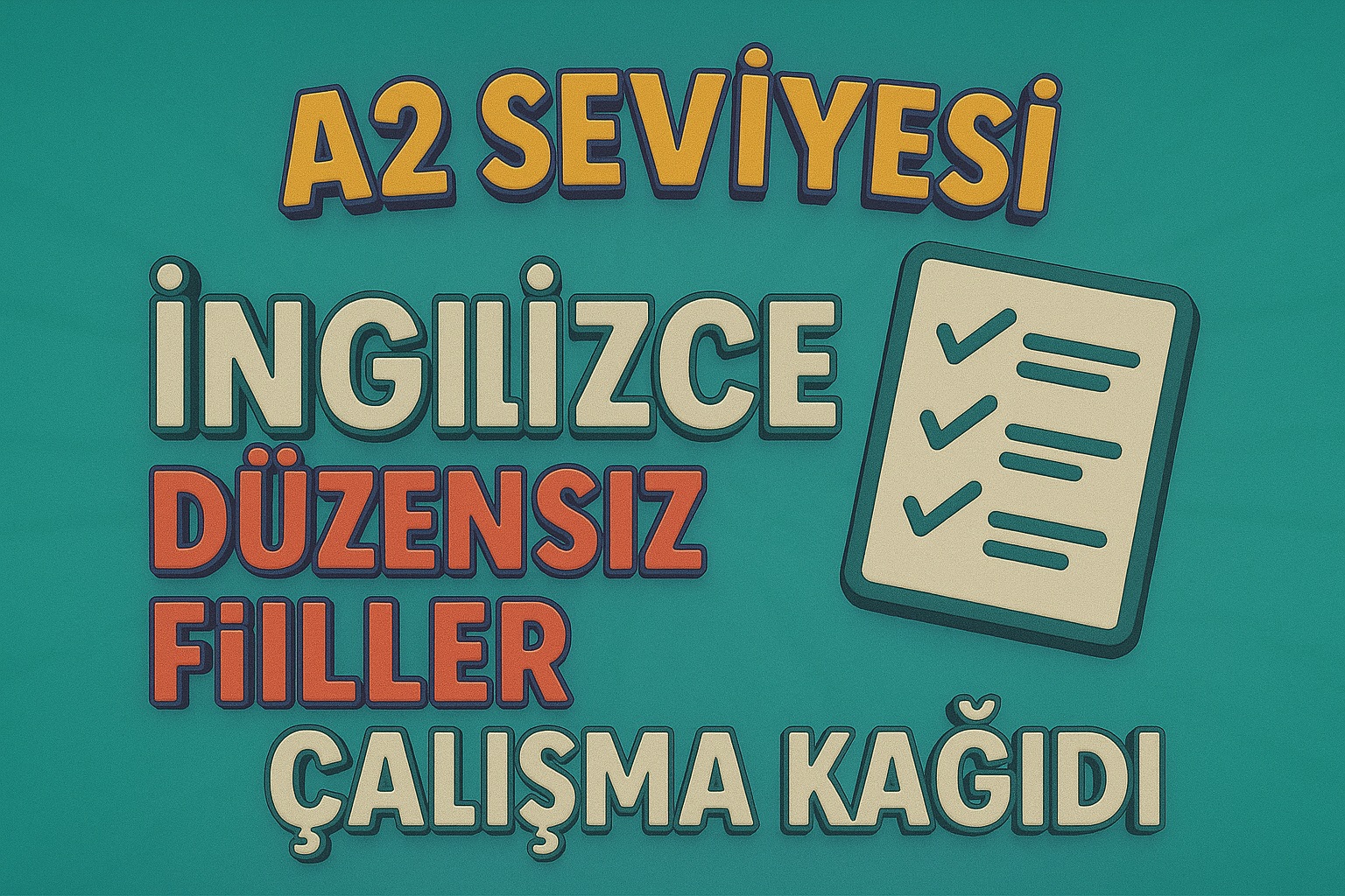 A2 Seviyesi İngilizce Düzensiz Fiiller Çalışma Kağıdı