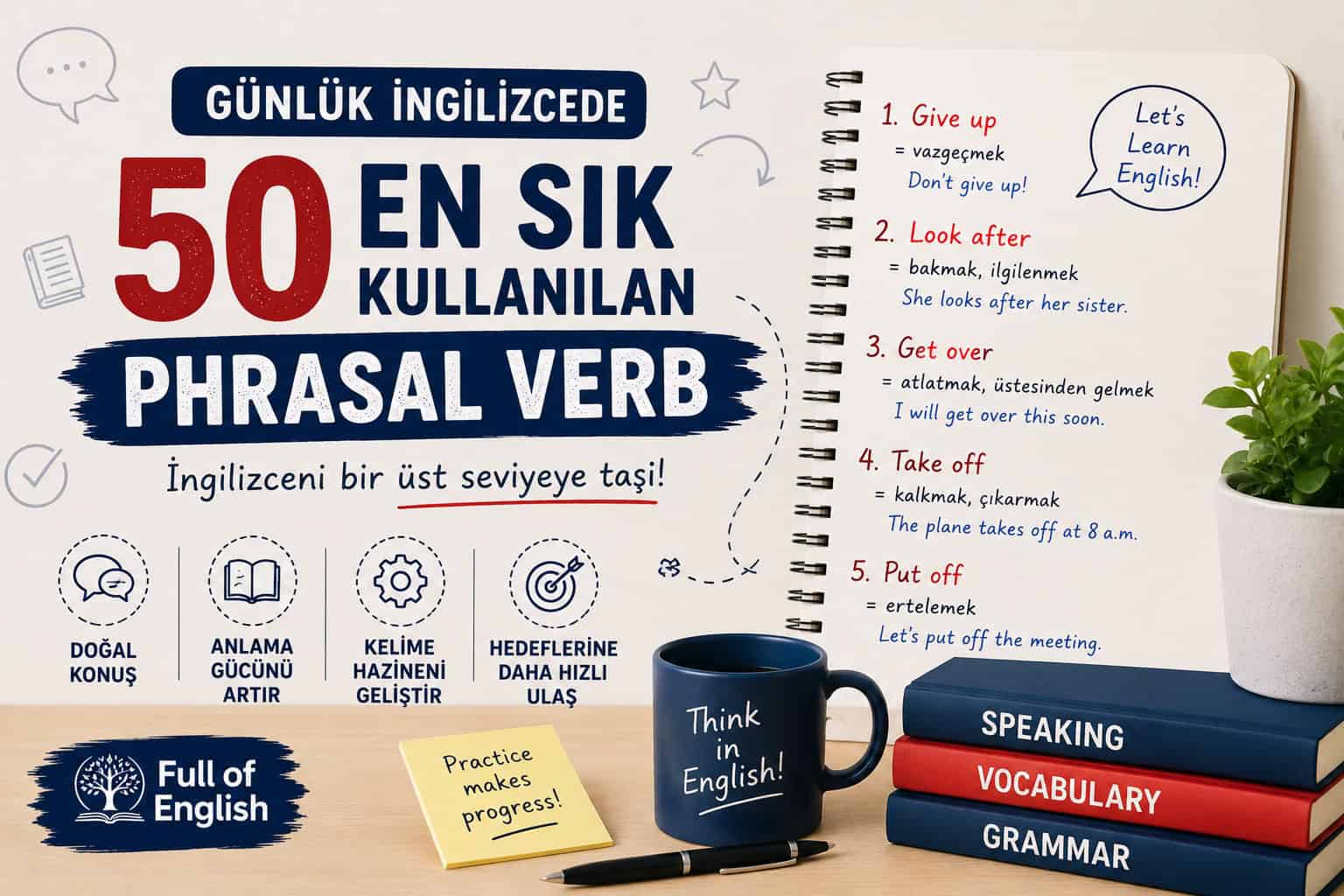 Günlük İngilizcede En Sık Kullanılan 50 Phrasal Verb: Anlamları, Örnekleri ve Kullanım İpuçları